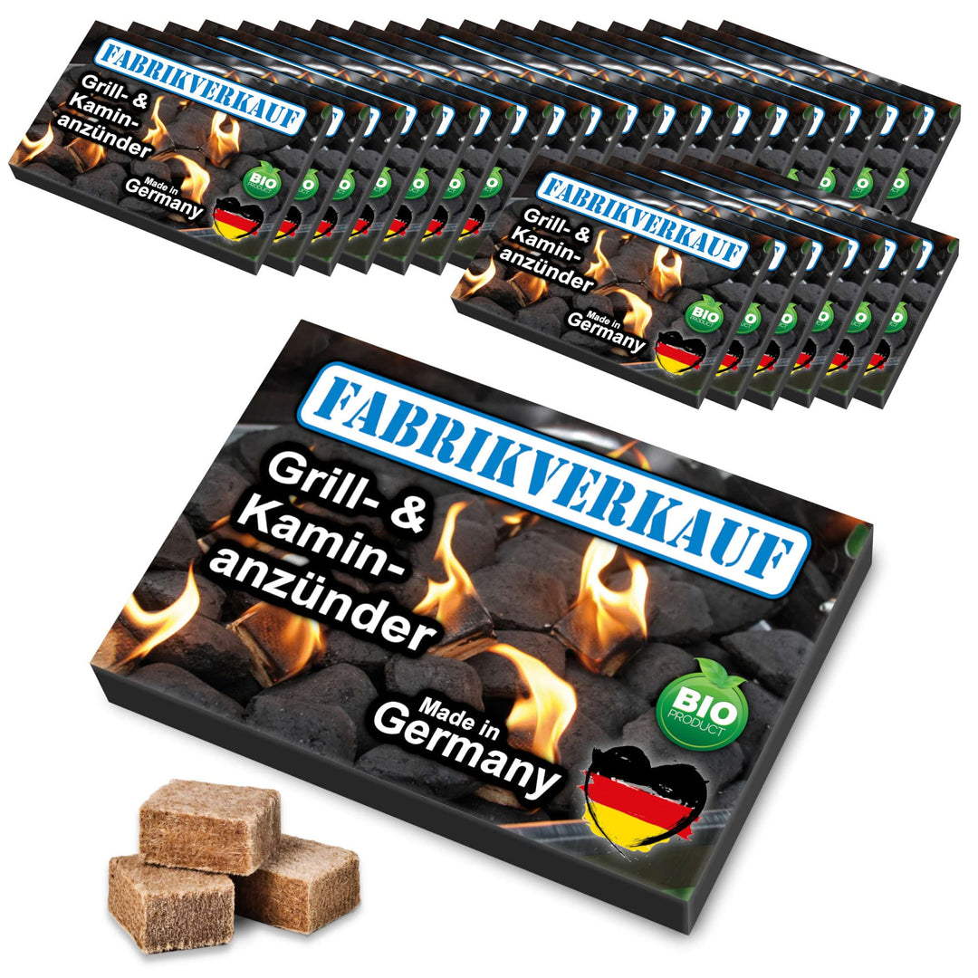 FABRIKVERKAUF (24 Schachteln) Anzündwürfel aus Holz und Wachs vom Deutschen Hersteller, Grillanzünde