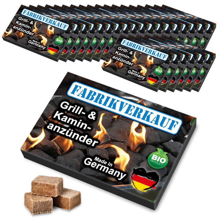 FABRIKVERKAUF (24 Schachteln) Anzündwürfel aus Holz und Wachs vom Deutschen Hersteller, Grillanzünde