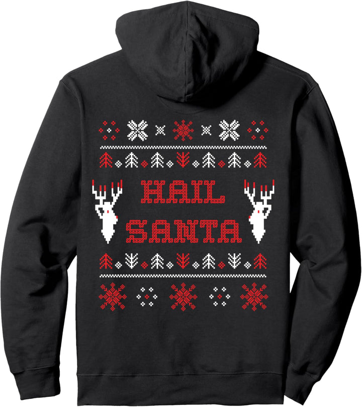 "Hail Santa" heavy metal xmas ugly holiday sweater Pullover Hoodie