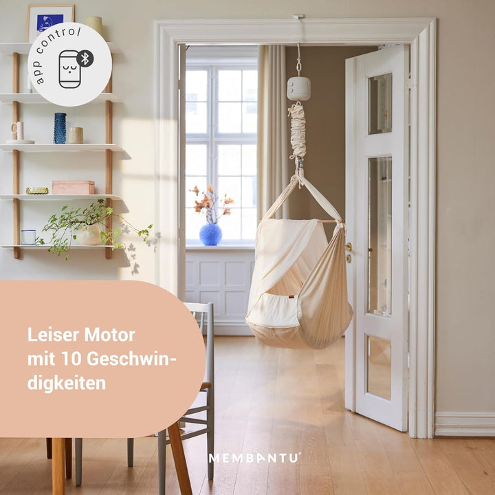 Federwiegenmotor LeeLo02, App-gesteuerter Babywiegen Motor, Extra Leise, 10 Geschwindigkeiten, Timer