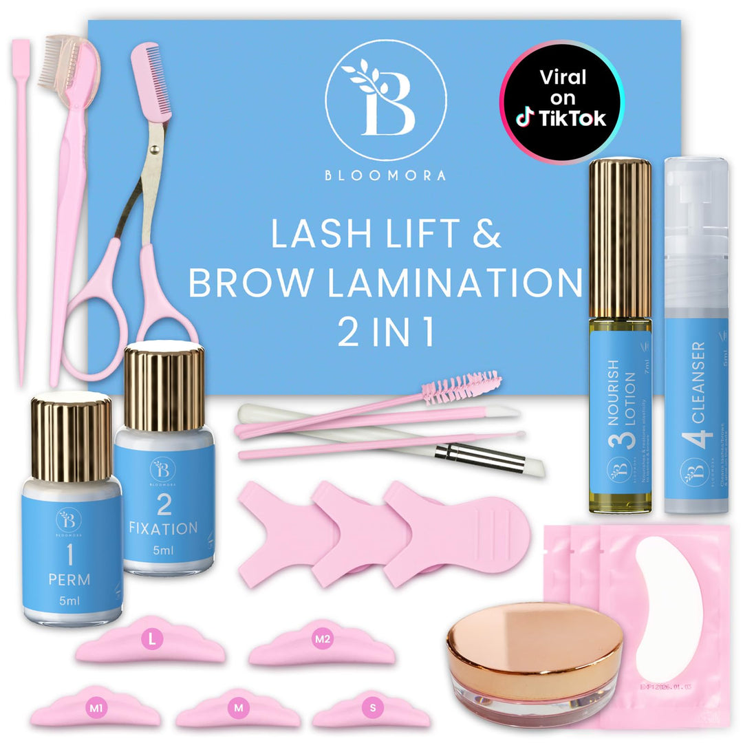 Wimpernlifting Set, Augenbrauen Lifting Set, 2-in-1-Lösung, Brow Lifting Set, Hält 6-8 Wochen, 15 An