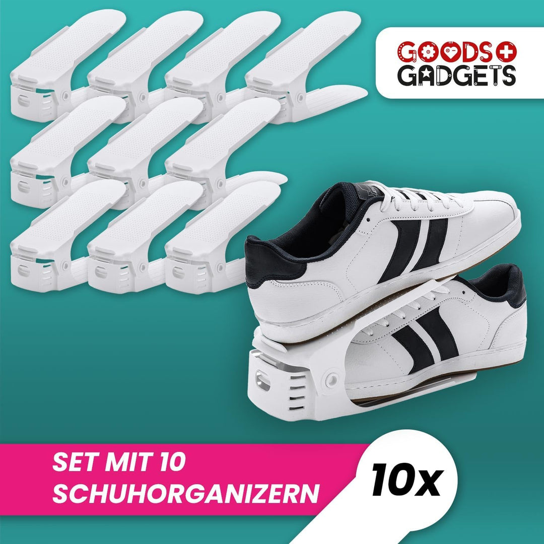 Schuhstapler - Schuhorganizer für 50% mehr Platz im Schuhregal, Schuhschrank 10 Stk Set Schuhordner