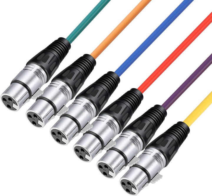 Neewer® 6er Pack 6.5FT / 2M XLR-Stecker auf XLR-Buchse Farbe Mikrofonkabel Gummi versiegelte Verbind