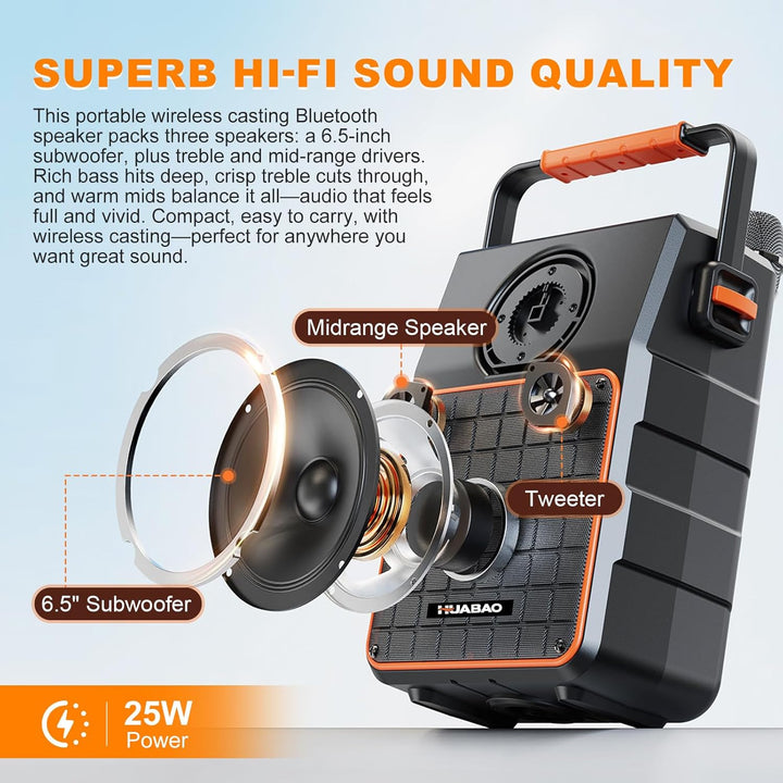 Tragbarer Bluetooth-Karaoke-Lautsprecher mit 14,1-Zoll-HD-Bildschirm, kabelloser Bildschirmspiegelun