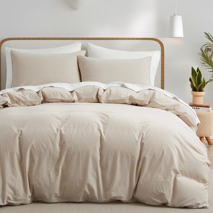 Boqingzhu Baumwolle Bettwäsche 135x200cm Beige Creme Taupe Hell Einfarbig Uni Ästhetik Einzelbett We