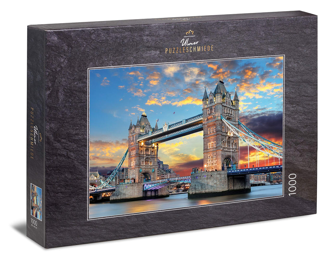 Ulmer Puzzleschmiede - Puzzle „Tower Bridge“– Klassisches 1000 Teile Puzzle – Puzzlemotiv der Tower