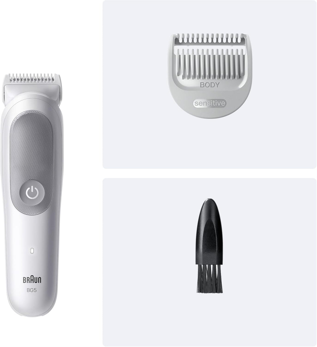 Braun Bodygroomer Series 5, Elektrischer Körperrasierer Herren mit 2 Zubehörteile, Kabelloser Trimme