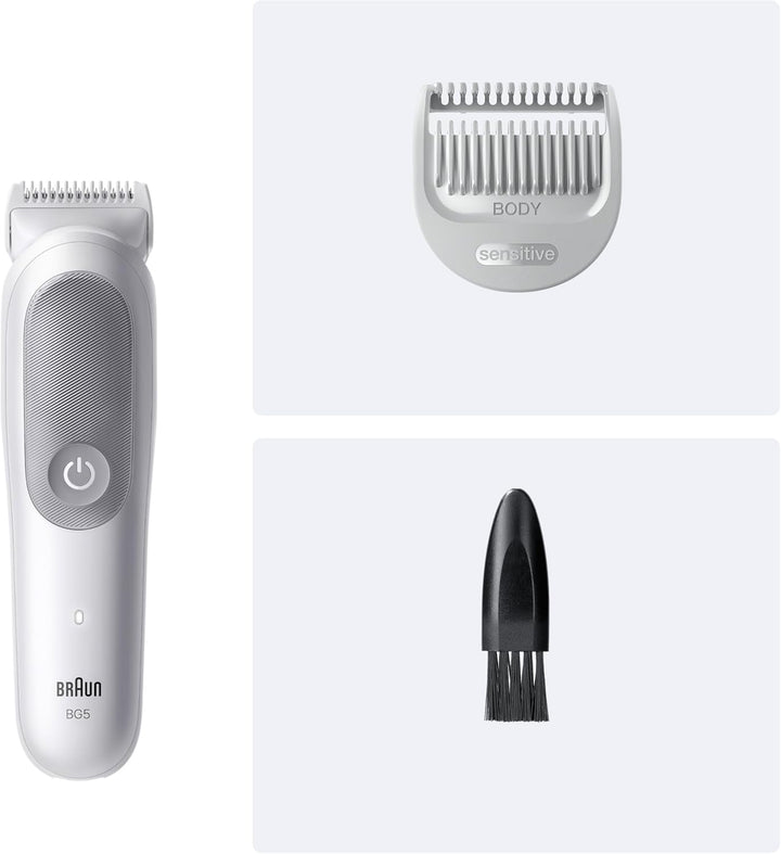 Braun Bodygroomer Series 5, Elektrischer Körperrasierer Herren mit 2 Zubehörteile, Kabelloser Trimme