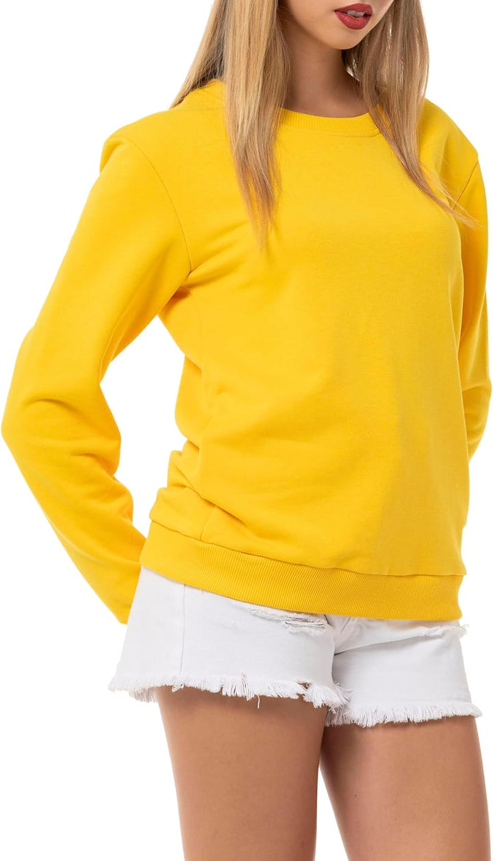 Redbridge Basic Sweatshirt Klassischer Pullover mit Rundhalsausschnitt Lässiger Stil M Gelb, M Gelb