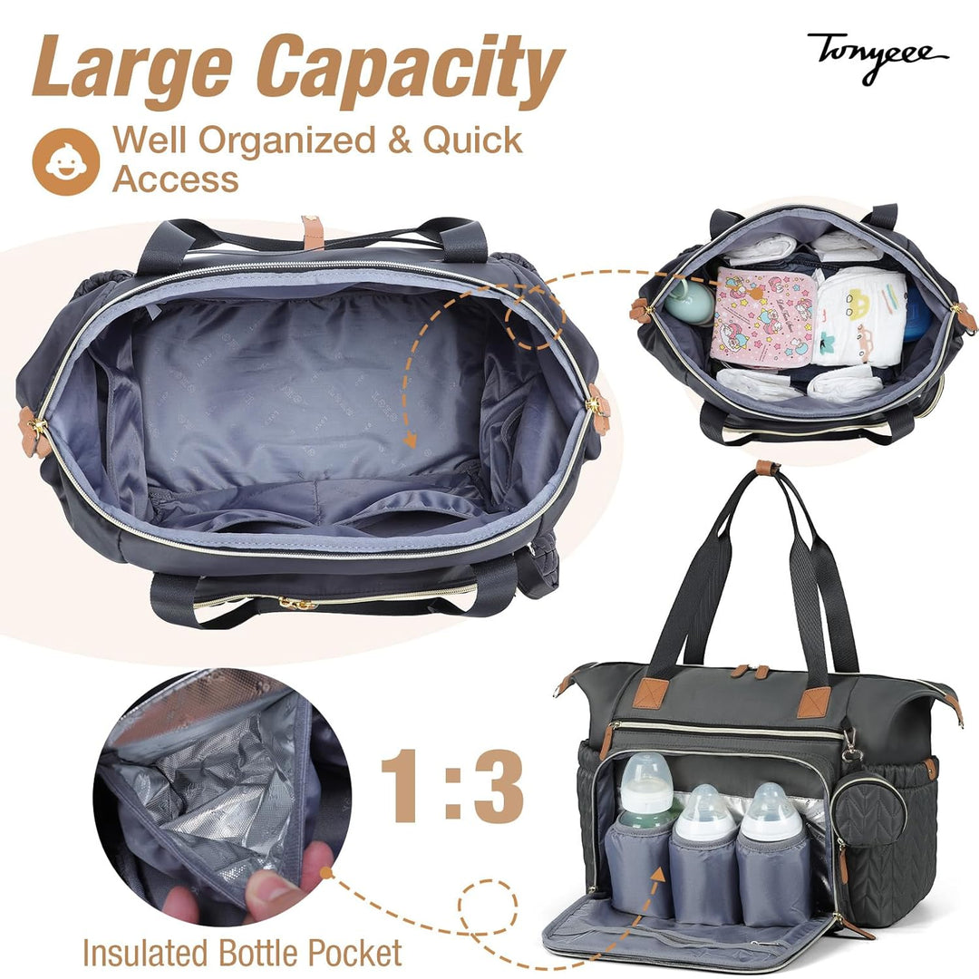 Tonyeee Wickeltasche mit Schnullertasche und Wickelunterlage, Wickelrucksack Multifunktions-Babytasc
