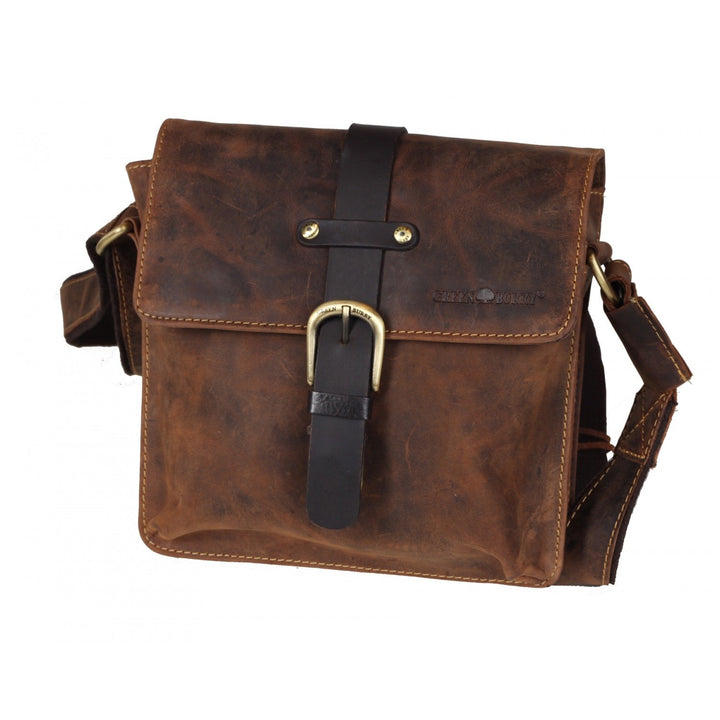 Greenburry Vintage Umhängetasche Leder 22 cm Brown, Brown