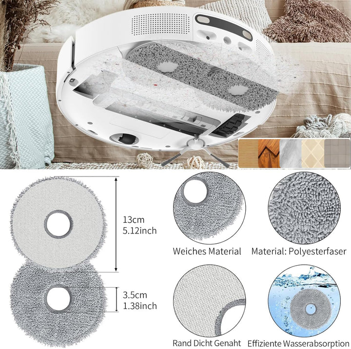 Kit di Accessori per Dreame L20 Ultra, L20 Ultra Complete, 2 Spazzola Principale, 6 Panni Mop, 4 Fil