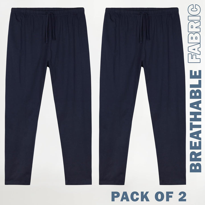CityComfort Herren Schlafanzughose Lang mit Seitentaschen & elastischem Bund, 2er Pack XL Bund mit K