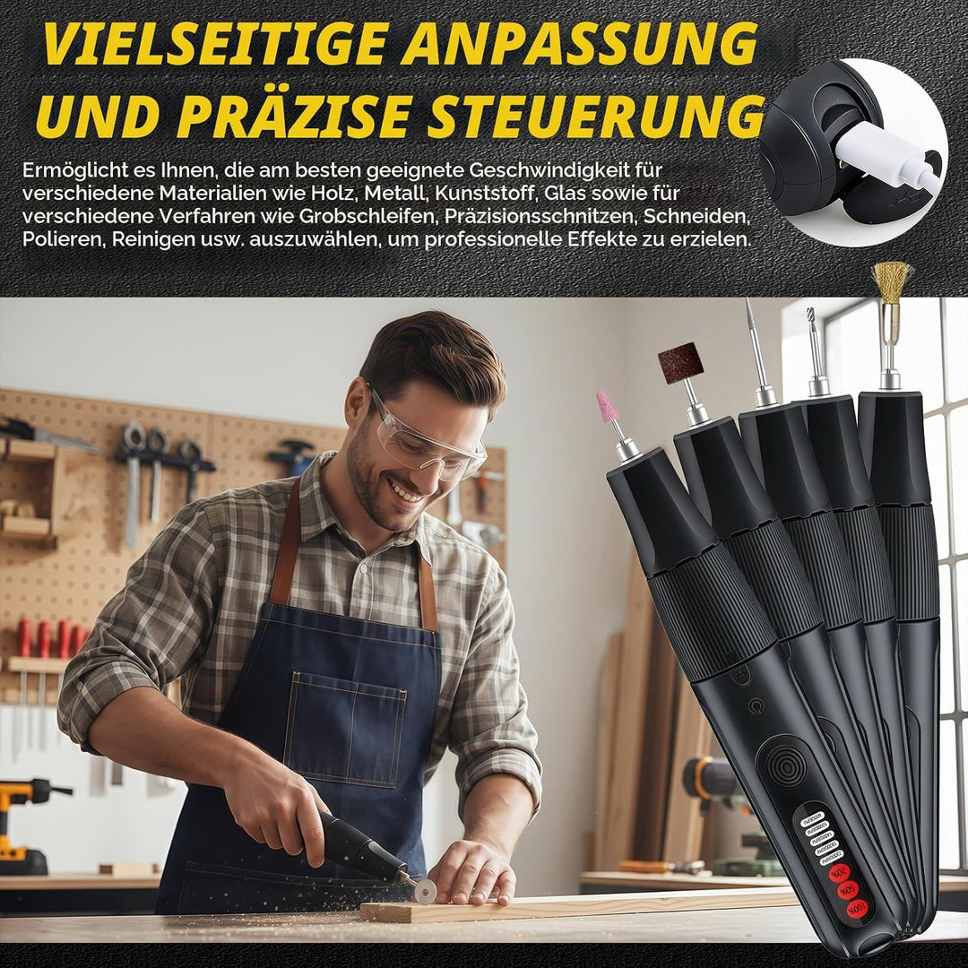Multifunktionswerkzeug Akku mit 61 Zubehörteile, 8V Rotationswerkzeug, 5 Variable Drehzahl, 23000 U/