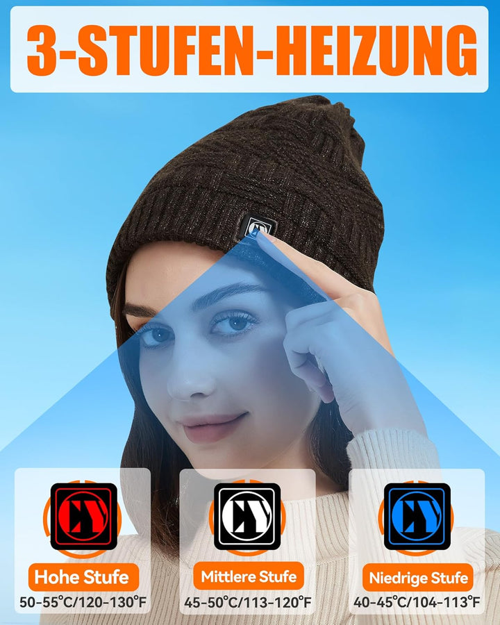 Beheizbare Mütze - Nackenwärmer Beheizbarer Schal & Beheizte Mütze für Männer und Frauen mit 4000mAh