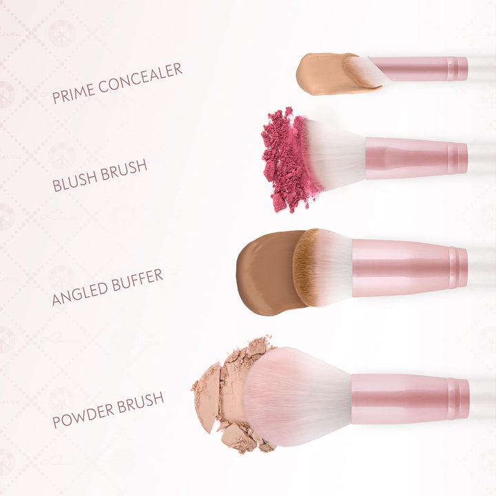 Make-Up Pinselset Luvia, Flawless Face Brush Set, Gesichtspinsel-Set, 4 Vegane Kosmetikpinsel, Schmi
