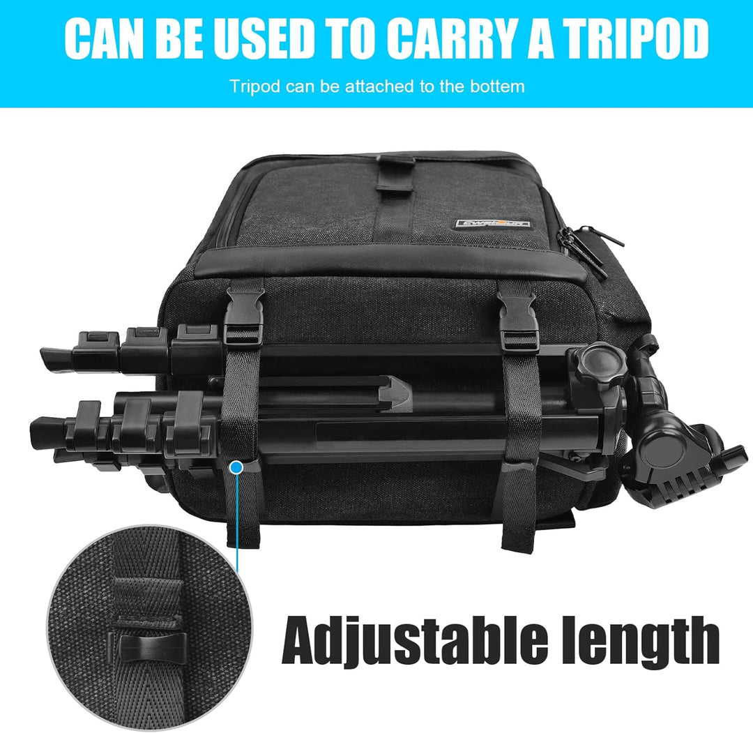 Cwatcun Kamerarucksack Tasche Canvas Professional für SLR DSLR spiegellose Kamera Canon Nikon Sony P