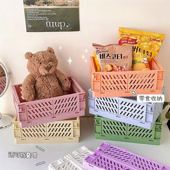4 Stück Grün Klappbox 25×16×10cm,Klappkiste Körbe Aufbewahrung Zusammenklappbarer Tragbar Aufbewahru