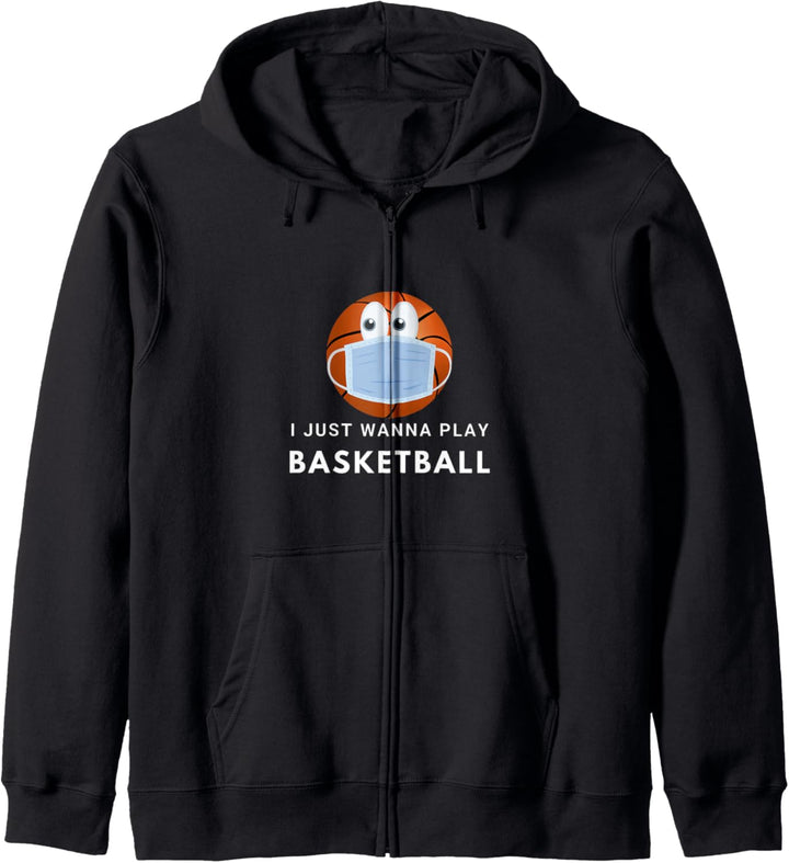 Lustige Gesichtsmaske Ich möchte nur Basketball-Männer Kapuzenjacke