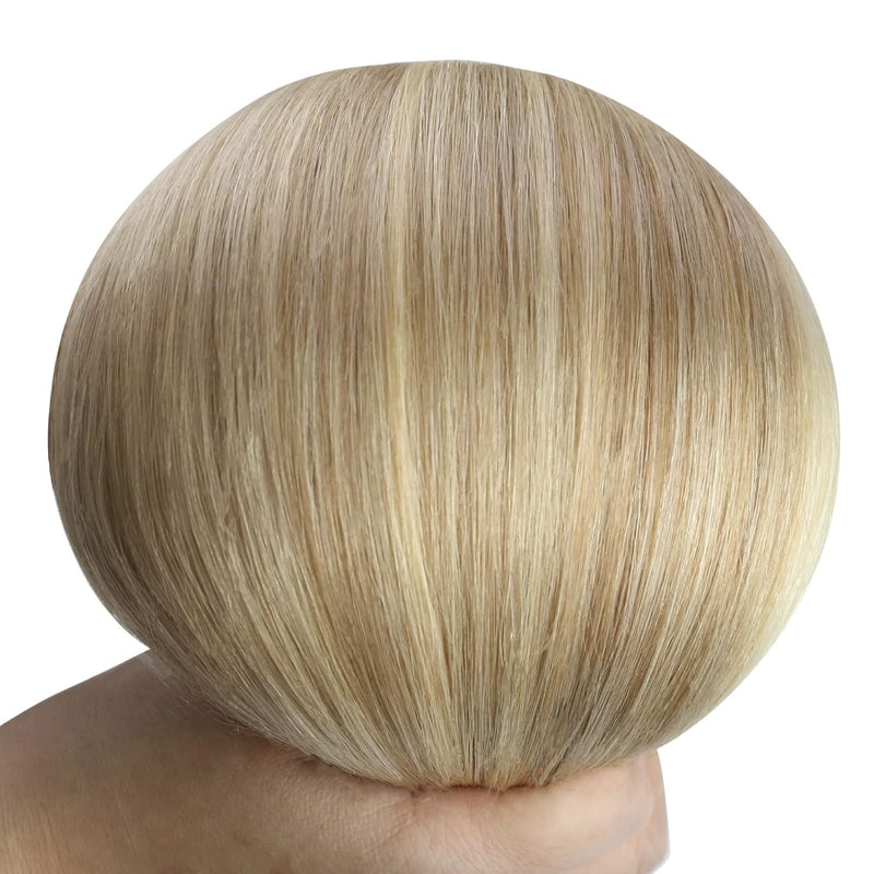 YoungSee Echthaar Extensions Clip Blond 50 cm Goldblond Strahnchen Mittelblond Clip in Extensions Ec