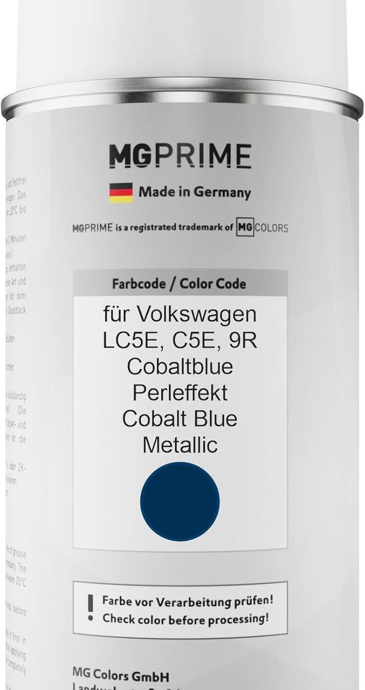 MG PRIME Autolack Sprühdosen Set für Volkswagen VW LC5E / C5E / 9R Cobaltblue Perleffekt/Cobalt Blue