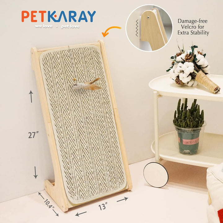 PETKARAY Kratzbrett Katze, 68 cm Hohe L-förmiger Sisal Kratzsäule, Dual-Use Kratzpads für Katzen, Ka
