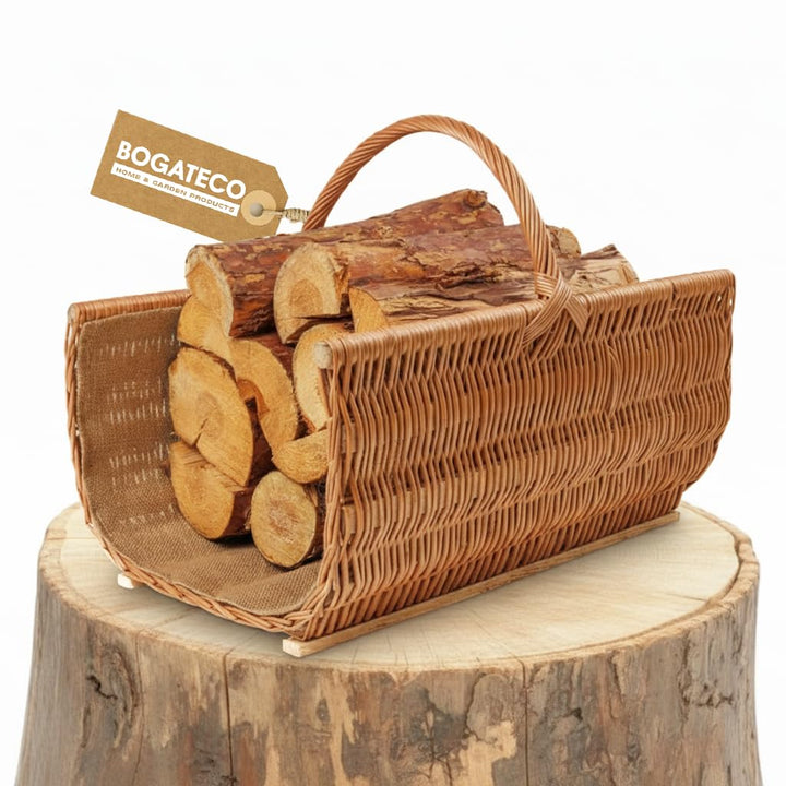 BOGATECO Weidenkorb mit Griff | Grosser Kaminkorb 60X45X30 | Handgewebt | Holzkorb mit Verstärkung 6