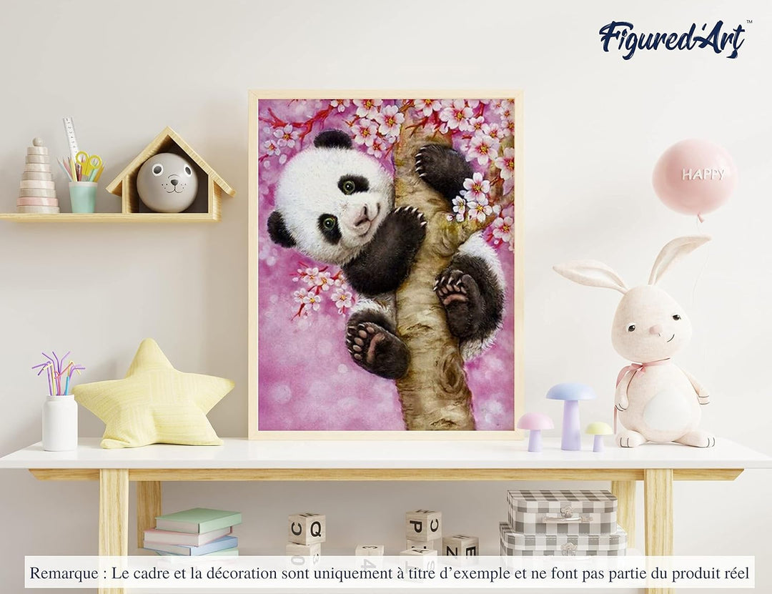 Figured'Art Malen Nach Zahlen Erwachsene Mit Rahmen Panda Baby - Paint by Numbers Basteln DIY Bastel