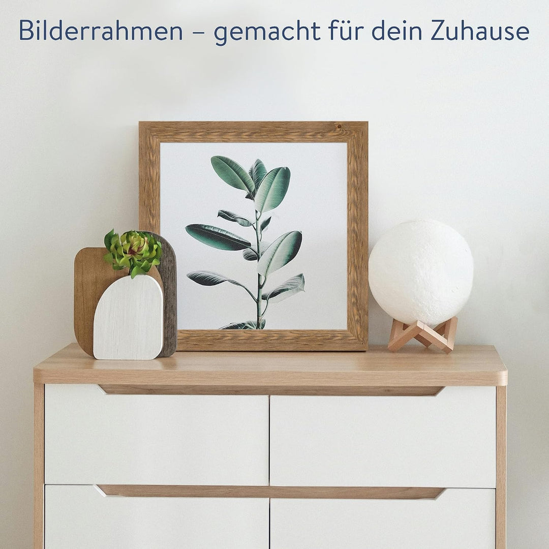 WANDStyle Bilderrahmen Strandhaus Stil 40x40cm I Farbe: Eiche-Optik I Fotorahmen I Holzbilderrahmen