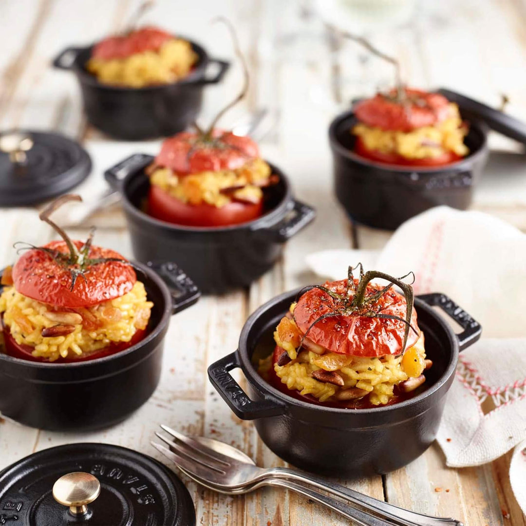 Staub 40500-101-0 Mini Cocotte, rund mit Deckel 10 cm, 0,25 L, induktionsgeeignet, mit mattschwarzer