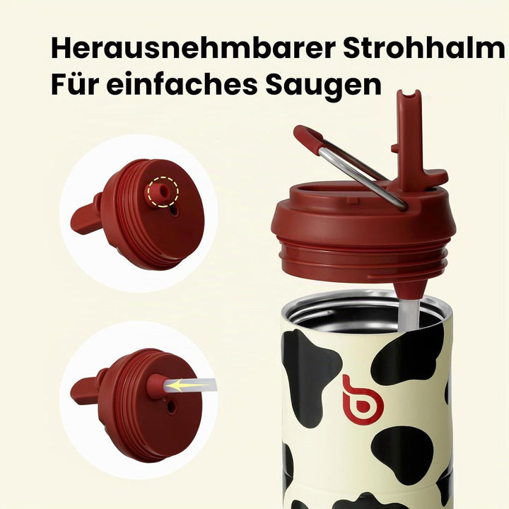 BOTTLE BOTTLE Isolierte Edelstahl Trinkflasche 750 ml mit Strohhalm, Deckel & Griff – Auslaufsicher,
