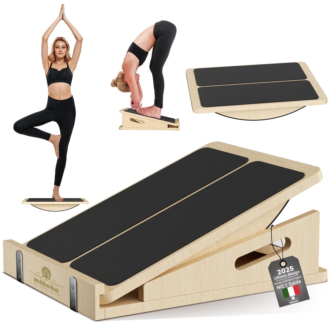 2-in-1 Schrägbrett aus Holz für Wadendehnung und Gleichgewicht, Balance-Board verstellbare Knöchel-S