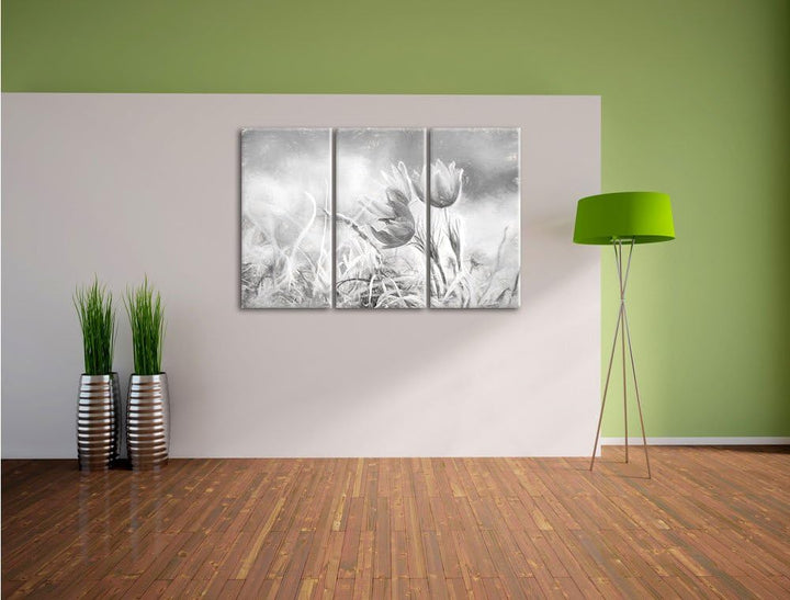 Pixxprint schöne Krokusse Kunst als Leinwandbild/Grösse: 3 Teilig (120x80) / Wandbild/Kunstdruck/fer