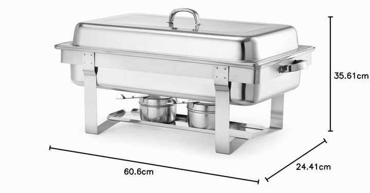 HENDI Chafing Dish, Gastronorm, mit zwei Brennpastenbehältern und einem Behälter 65 mm, geeignet für