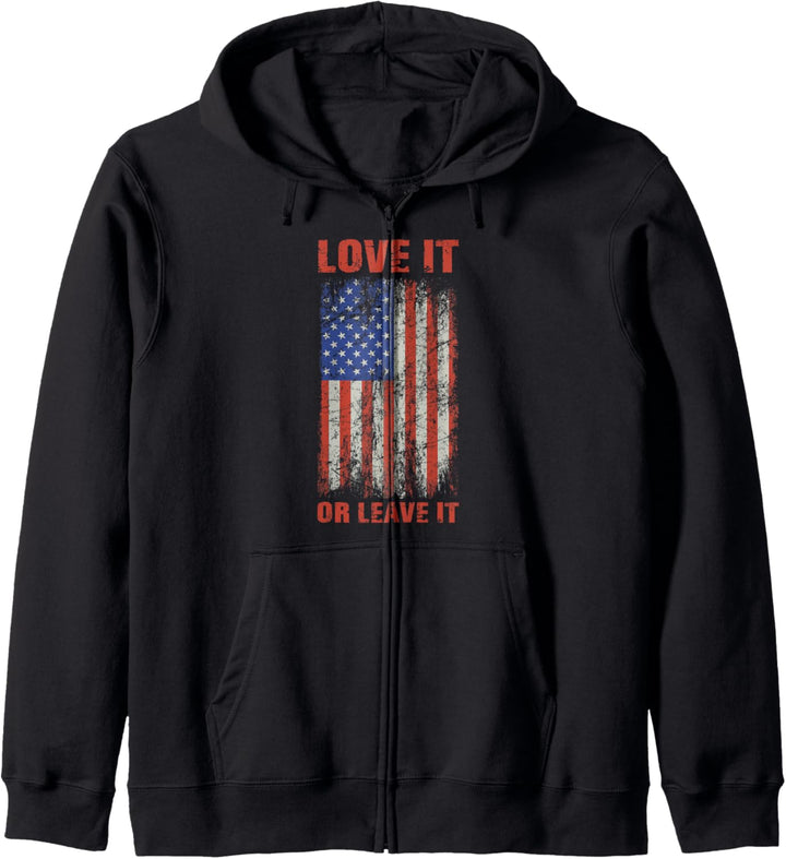 USA Flagge Lustig Love It Or Leave It Kapuzenjacke