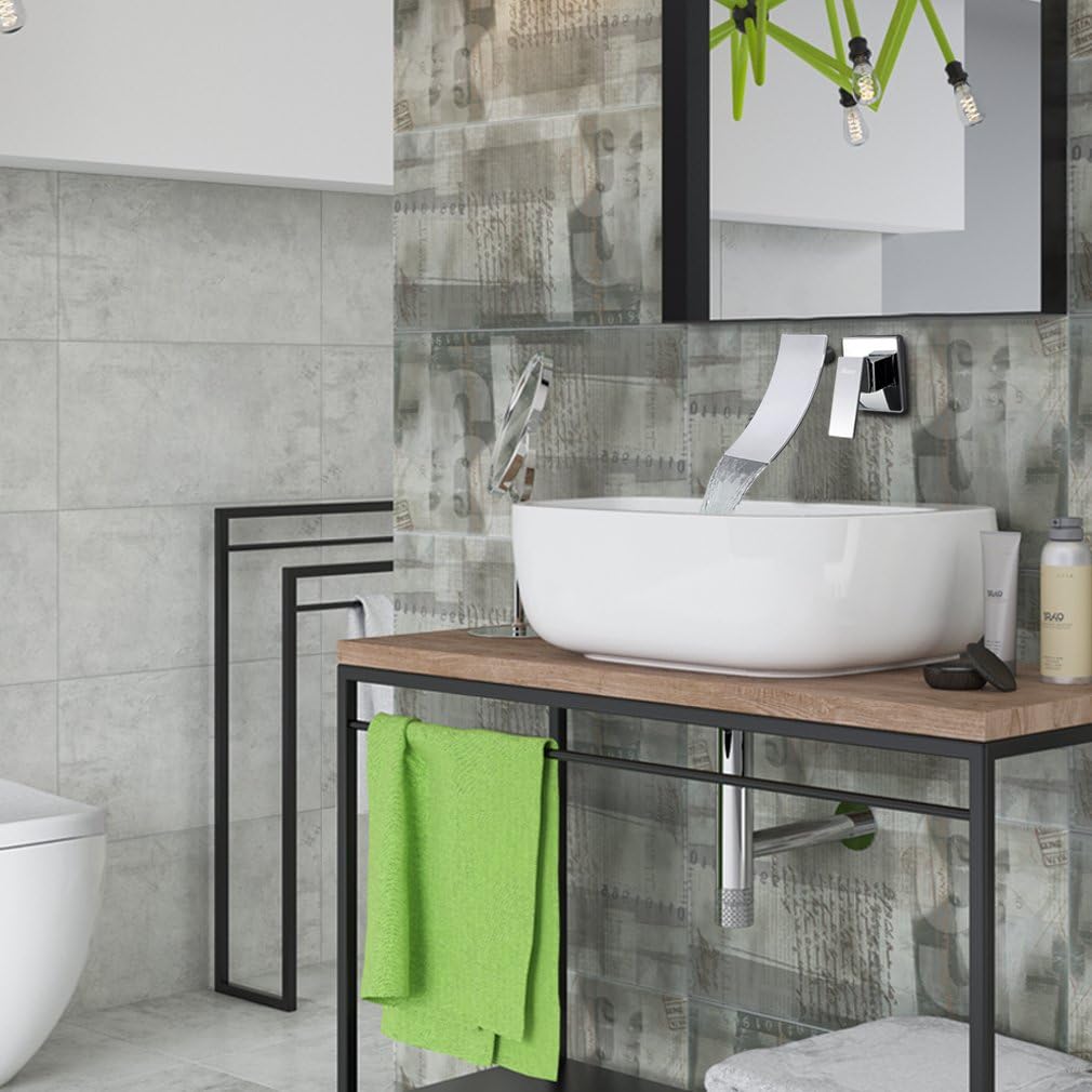 Waschtischarmatur Wasserfall Wandmontage Wasserhahn wand Unterputz Einzigen Handgriff 2-Loch Badarma