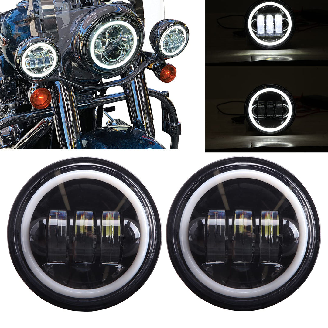 Keepdsgn 2pcs 4.5" LED Nebelscheinwerfer Motorrad Licht für Road King Glide Street Glide Electra. Sc