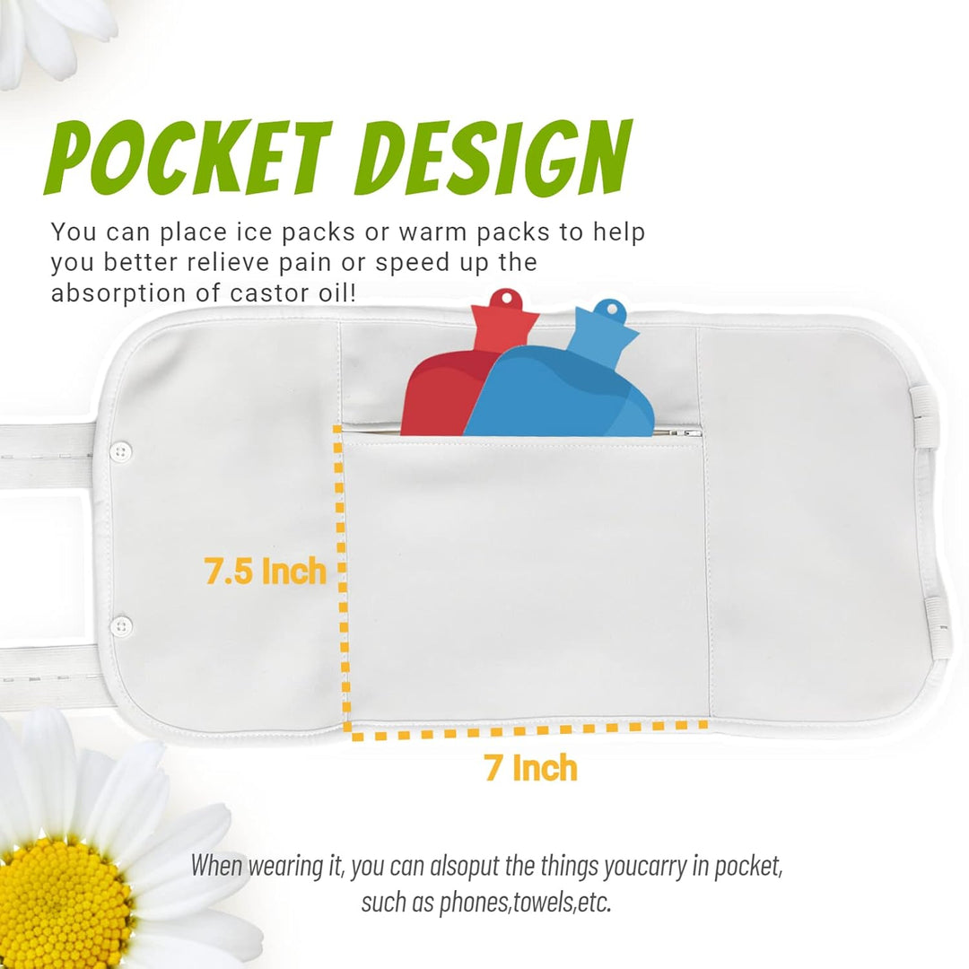 Castor Oil Pack - Wiederverwendbarer Wrap Mit Klettverschluss Taille Gürtel für Leber-Detox (Öl Nich