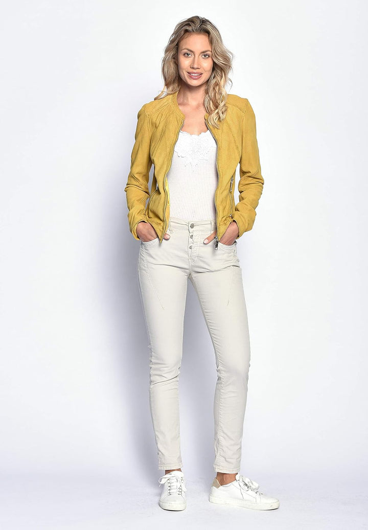 MAZE Damen Lederjacke Mabel S Gelb, S Gelb