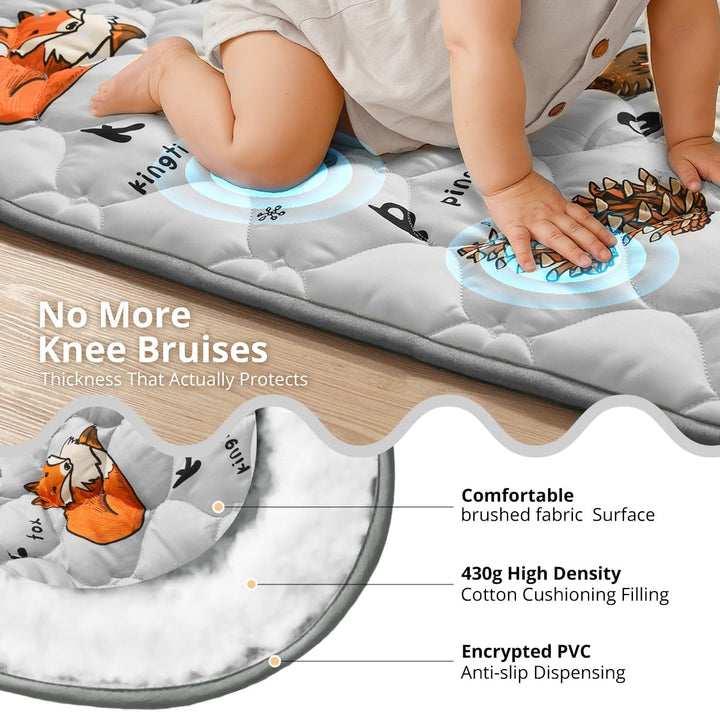 COMOMY Krabbelmatte Baby 127x127 cm, Extra Dicke und Weiche Spielmatte Faltbar, Rutschfeste Schadsto