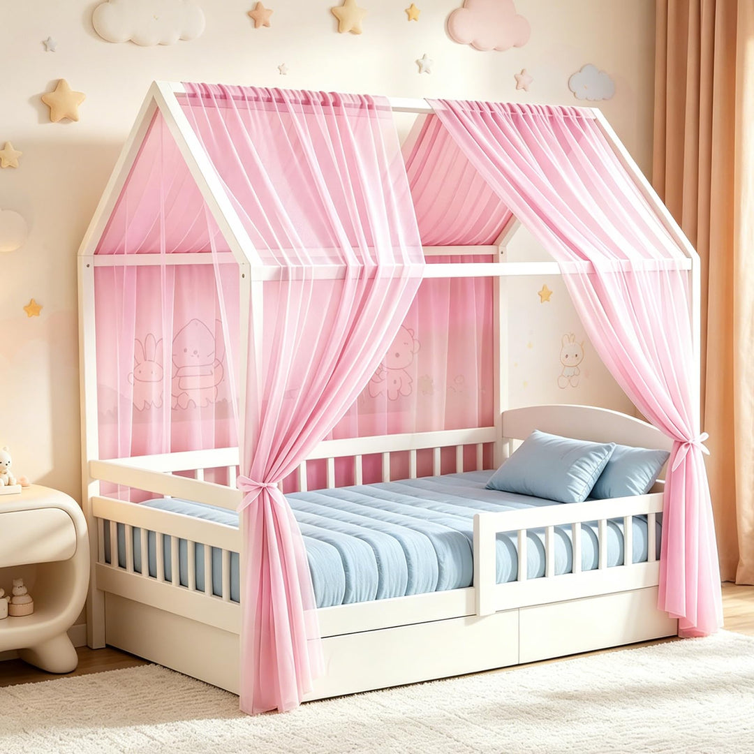 Hausbett Himmel, Betthimmel Hausbett, Stoffhimmel für Hausbetten Mädchen Jungen Baldachin, Handgemac