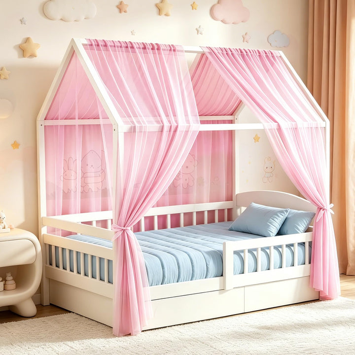 Hausbett Himmel, Betthimmel Hausbett, Stoffhimmel für Hausbetten Mädchen Jungen Baldachin, Handgemac