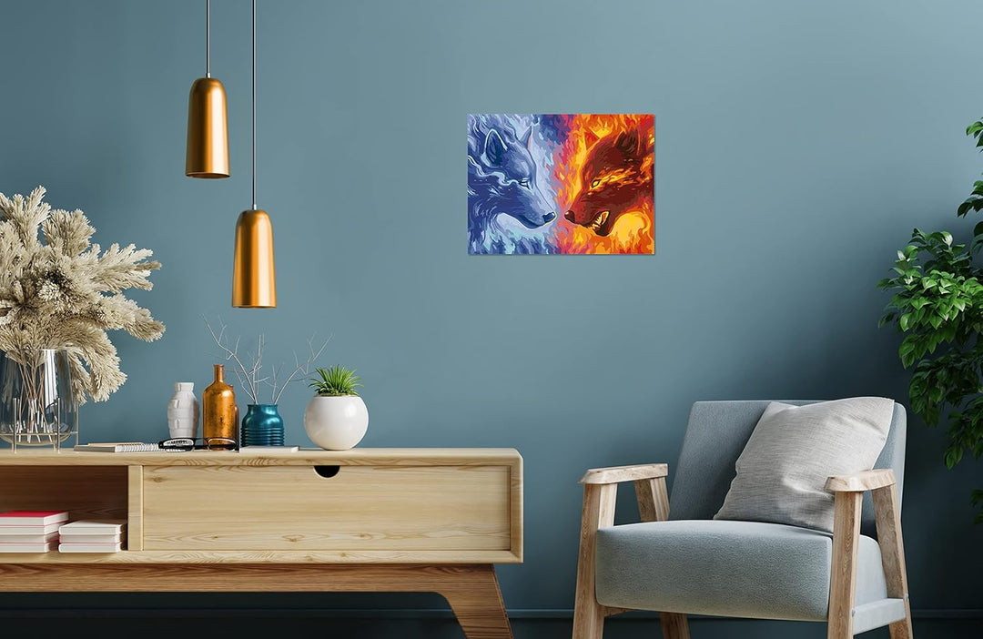 Ravensburger CreArt 23549 - Feuer & EIS - Malen nach Zahlen Erwachsene, DIY Malset mit Pinsel und Ac