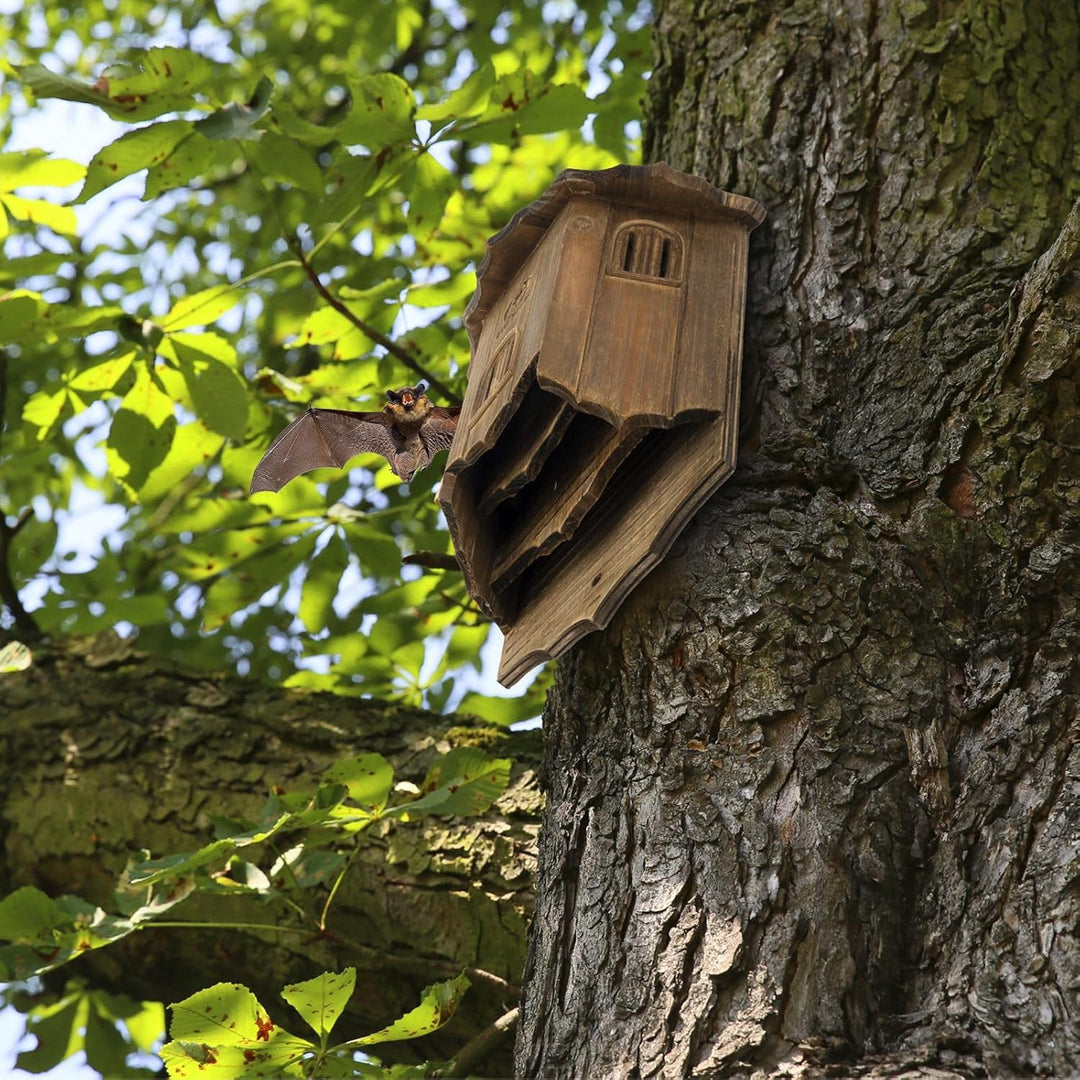Burg Fledermaushaus aus Holz für den Aussenbereich – Grosse Box mit drei Kammern, perfekt entworfen,