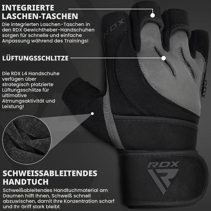 RDX Fitness Handschuhe Herren Damen, Trainingshandschuhe Krafttraining handgelenkschutz für Gewichth