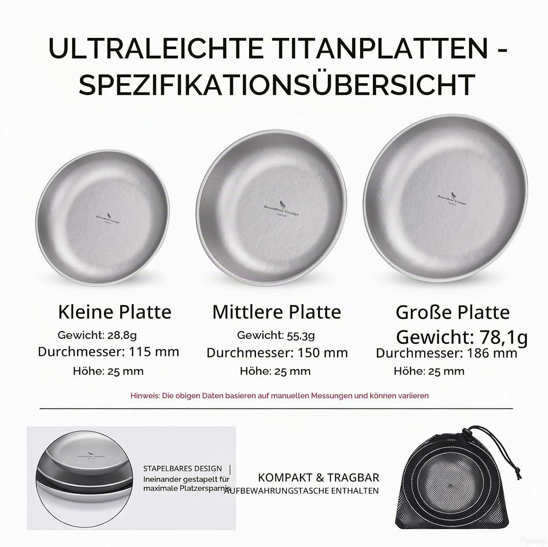 Boundless Voyage Ultraleicht Camping Titan Pan Geschirrplatte mit Tragetasche Outdoor Titan Geschirr