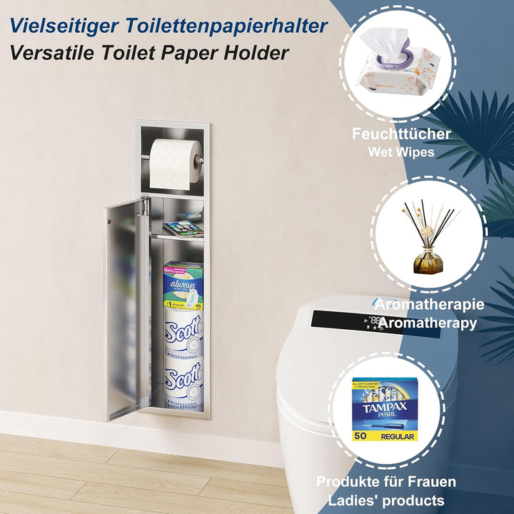 Unterputz-Schrankmodul für die Klobürstengarnitur Edelstahl Badezimmerschrank mit Toilettenpapierhal