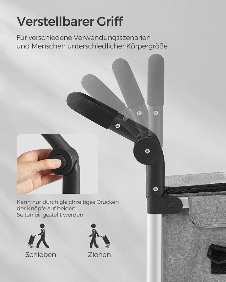 SONGMICS Einkaufstrolley, klappbar, Stabiler Einkaufswagen, mit Kühlfach, grosse Kapazität 35 L, mul