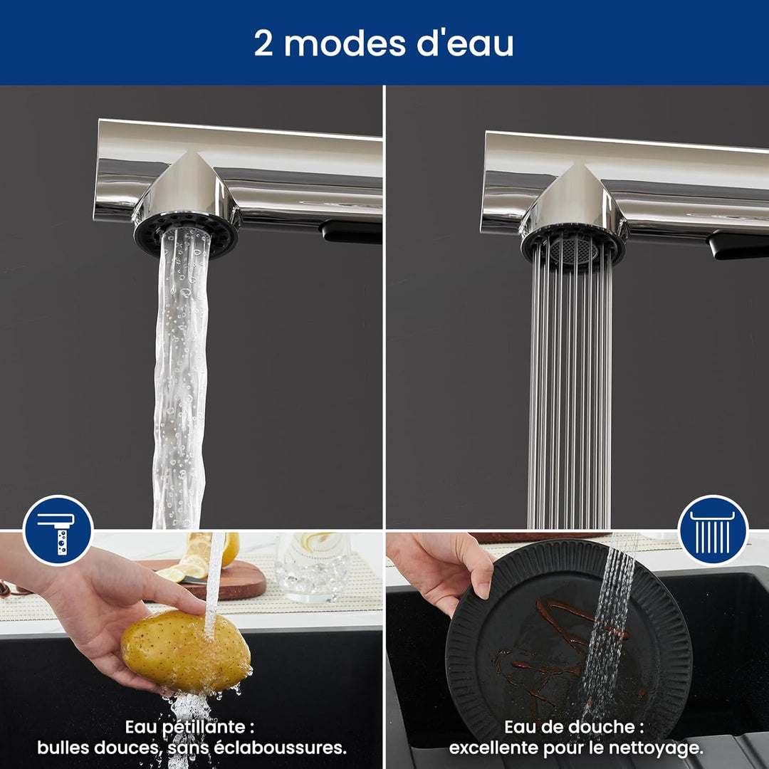 CECIPA Küchenarmatur Ausziehbar, Wasserhahn Küche mit Brausefunktion und Ausziehbarer Brause, Einheb