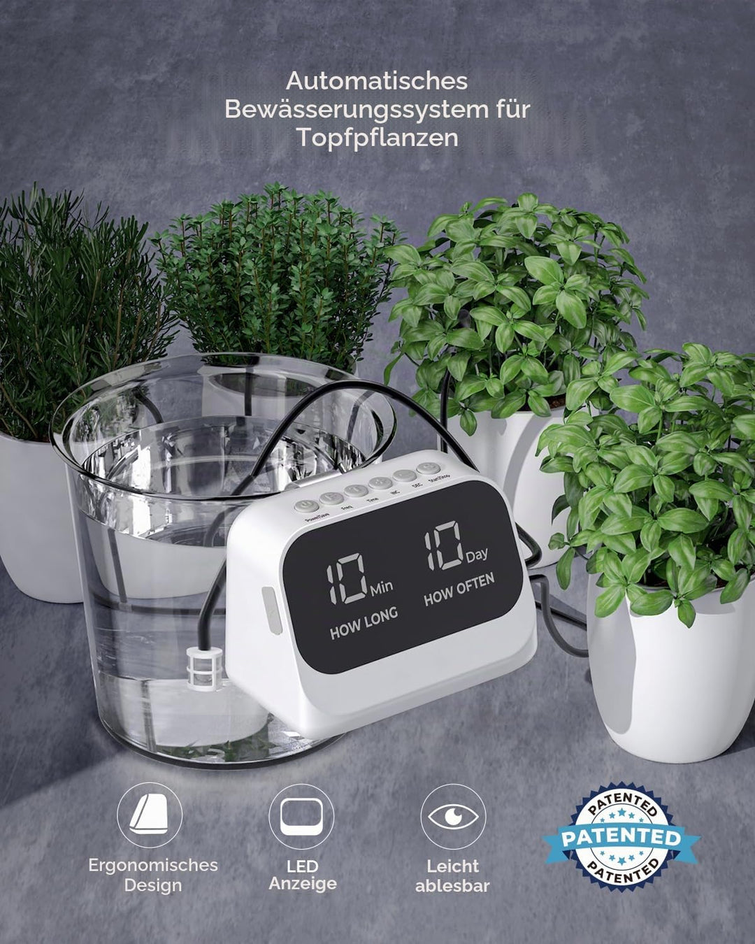 Automatisches Pflanzenbewässerungssystem, selbstbewässerndes Pflanzensystem, automatisches Tropfbewä